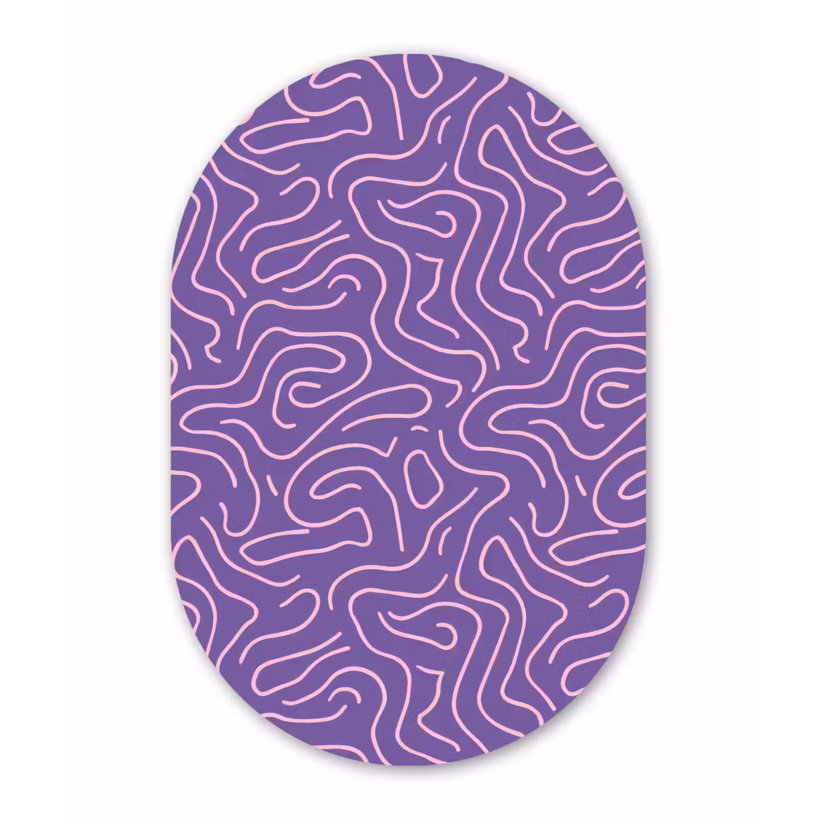 Glasbild Oval - Lila – Rosa – Abstrakt – Linien – Labyrinth – Muster — 1