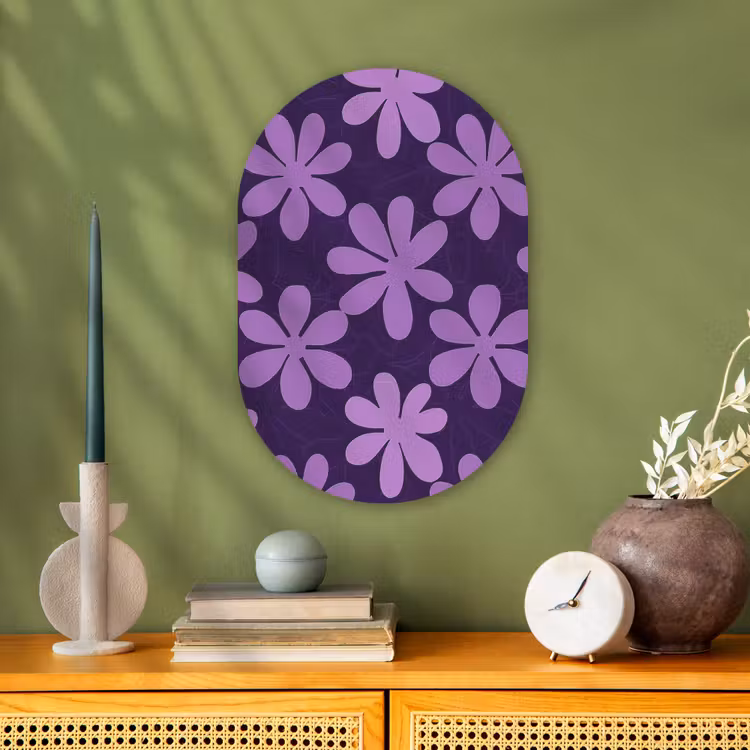 Forexbild Oval - Lila – Botanisch – Blumen – Retro – Muster — 3