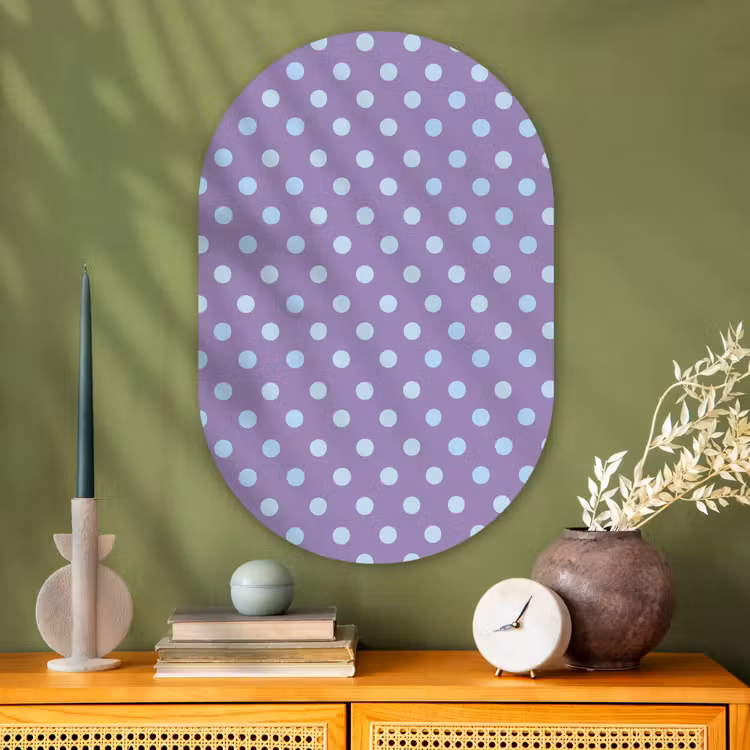 Glasbild Oval - Lila – Blau – Geometrisch – Punkte – Polka Dot – Muster — 2