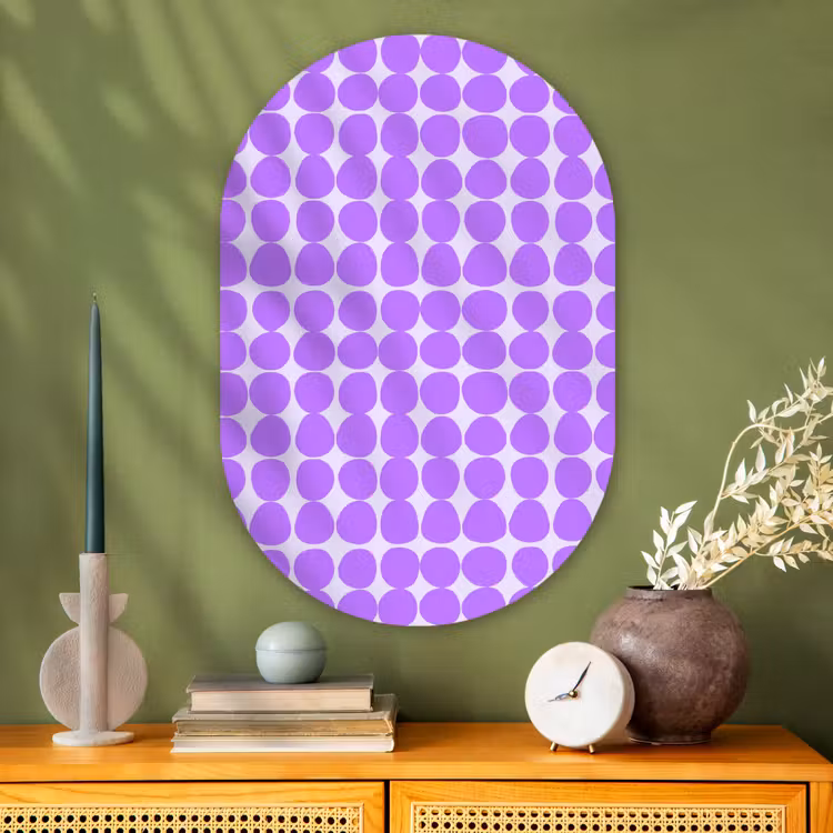 Glasbild Oval - Lila – Geometrisch – Punkte – Polka Dot – Muster — 2