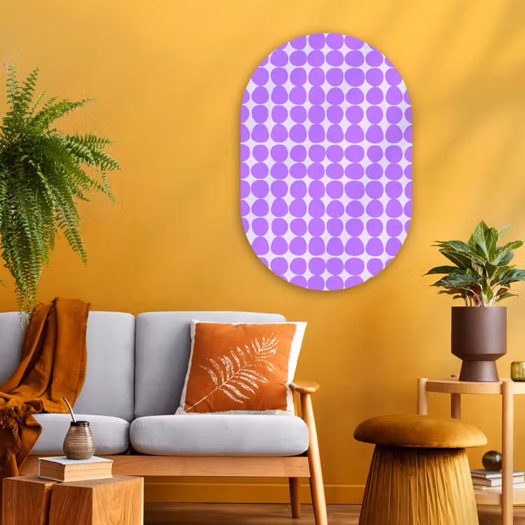Glasbild Oval - Lila – Geometrisch – Punkte – Polka Dot – Muster — 3
