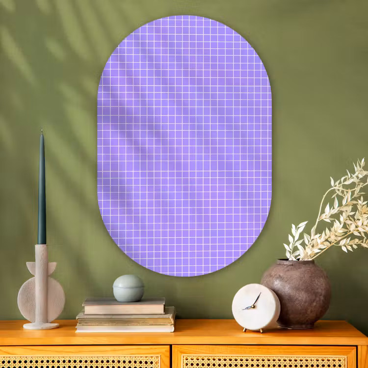 Glasbild Oval - Lila – Geometrisch – Raster – Minimalistisch – Muster — 2