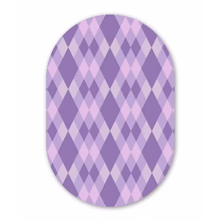 Glasbild Oval - Lila – Geometrisch – Rauten – Argyle – Muster — 1