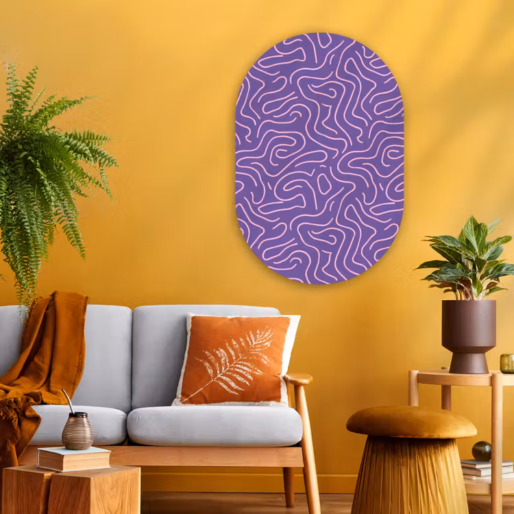 Glasbild Oval - Lila – Rosa – Abstrakt – Linien – Labyrinth – Muster — 3