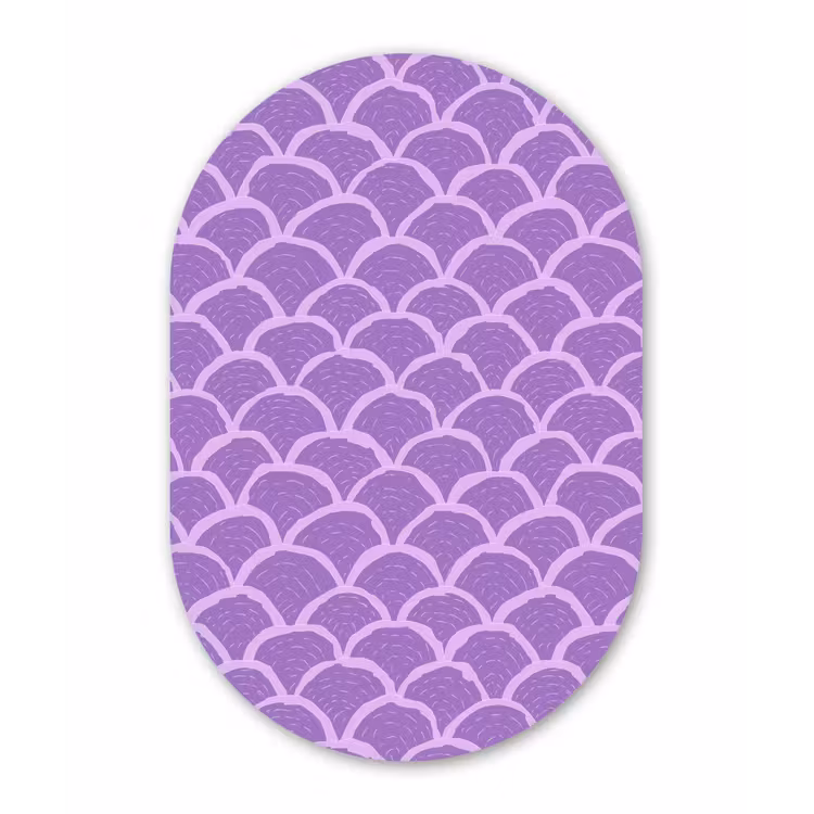 Glasbild Oval - Lila – Schuppen – Muscheln – Handgezeichnet – Muster — 1