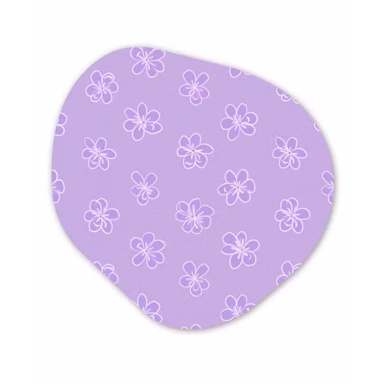 Alu-Dibond-Bild Organische Form - Lila – Botanisch – Blumen – Handgezeichnet – Muster — 1