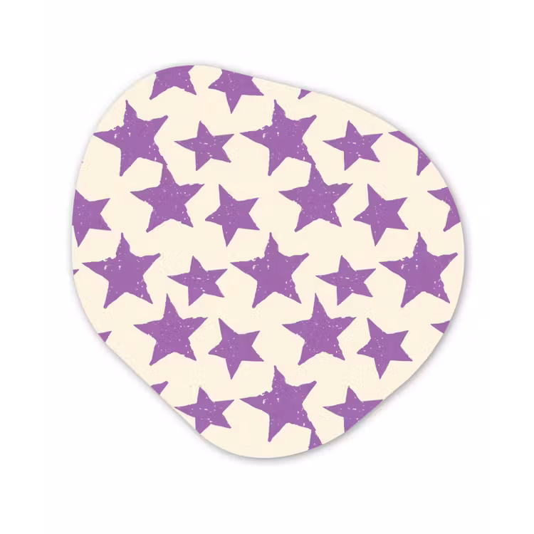 Alu-Dibond-Bild Organische Form - Lila – Geometrisch – Sterne – Stempel – Muster — 1