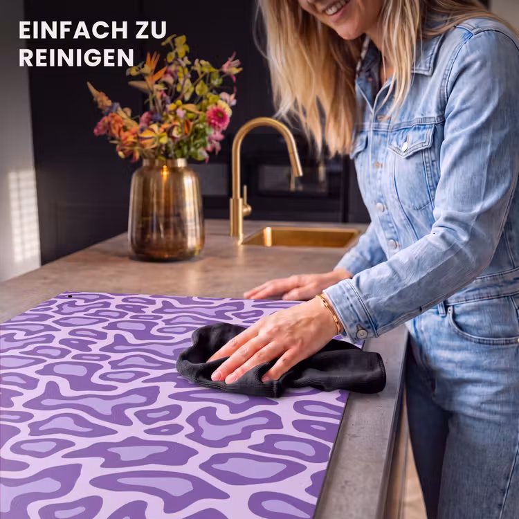 2-in-1 Herdabdeckplatte & Spritzschutz - Lila – Abstrakt – Leopard – Flecken – Groovy – Muster — 5