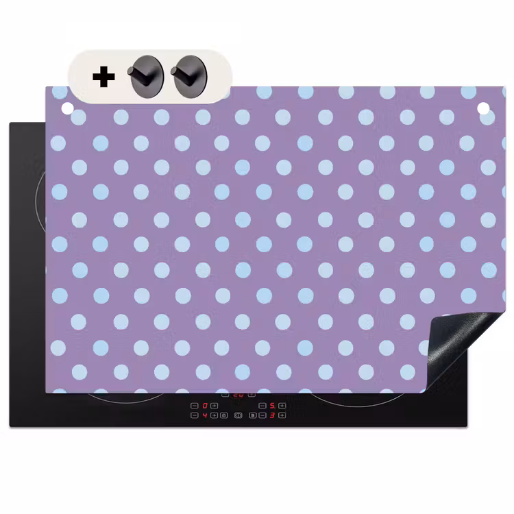 2-in-1 Herdabdeckplatte & Spritzschutz - Lila – Blau – Geometrisch – Punkte – Polka Dot – Muster — 1