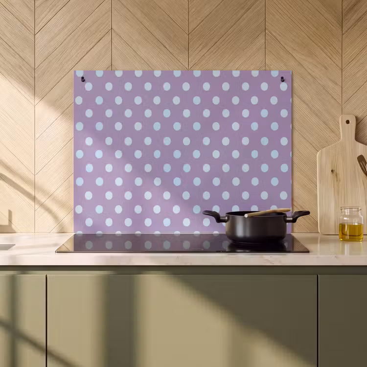 2-in-1 Herdabdeckplatte & Spritzschutz - Lila – Blau – Geometrisch – Punkte – Polka Dot – Muster — 3