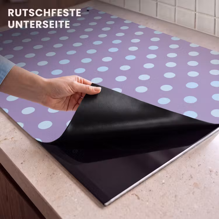 2-in-1 Herdabdeckplatte & Spritzschutz - Lila – Blau – Geometrisch – Punkte – Polka Dot – Muster — 4