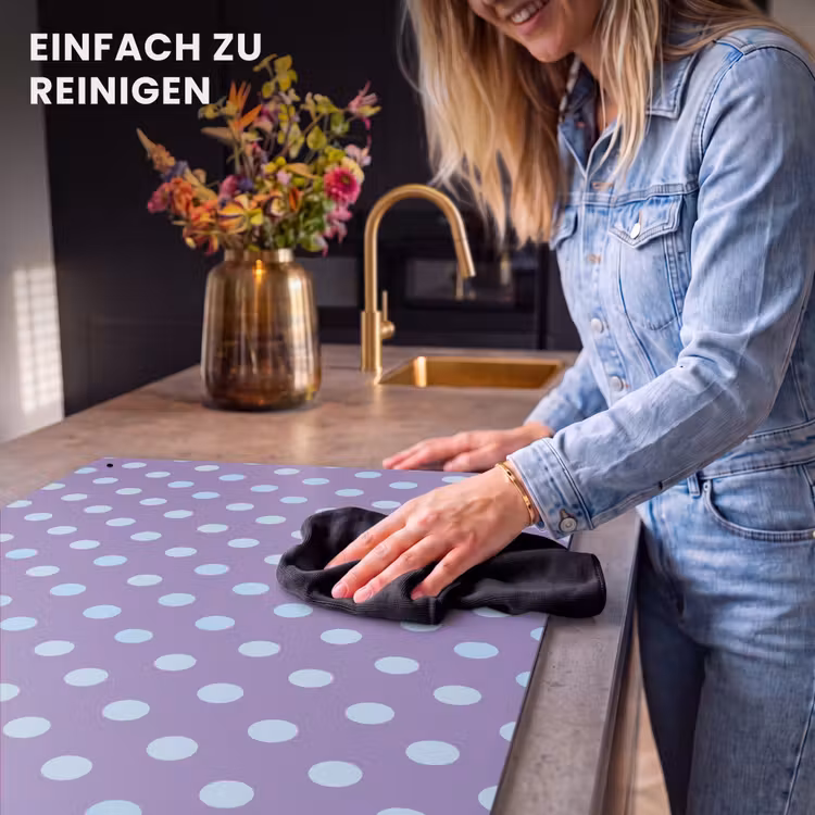 2-in-1 Herdabdeckplatte & Spritzschutz - Lila – Blau – Geometrisch – Punkte – Polka Dot – Muster — 5