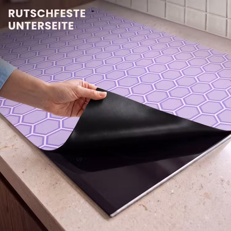 2-in-1 Herdabdeckplatte & Spritzschutz - Lila – Geometrisch – Wabenmuster – Bienenwabe – Muster — 4