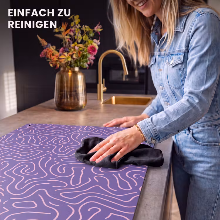 2-in-1 Herdabdeckplatte & Spritzschutz - Lila – Rosa – Abstrakt – Linien – Labyrinth – Muster — 5
