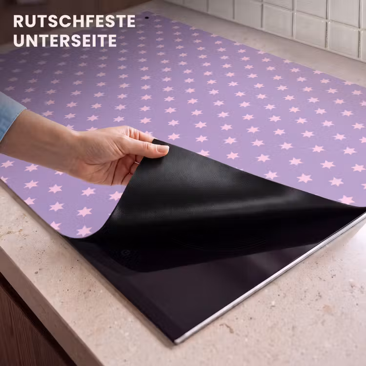 2-in-1 Herdabdeckplatte & Spritzschutz - Lila – Rosa – Sterne – Geometrisch – Muster — 4