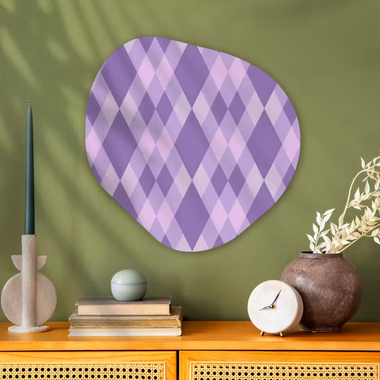 Alu-Dibond-Bild Organische Form - Lila – Geometrisch – Rauten – Argyle – Muster — 2