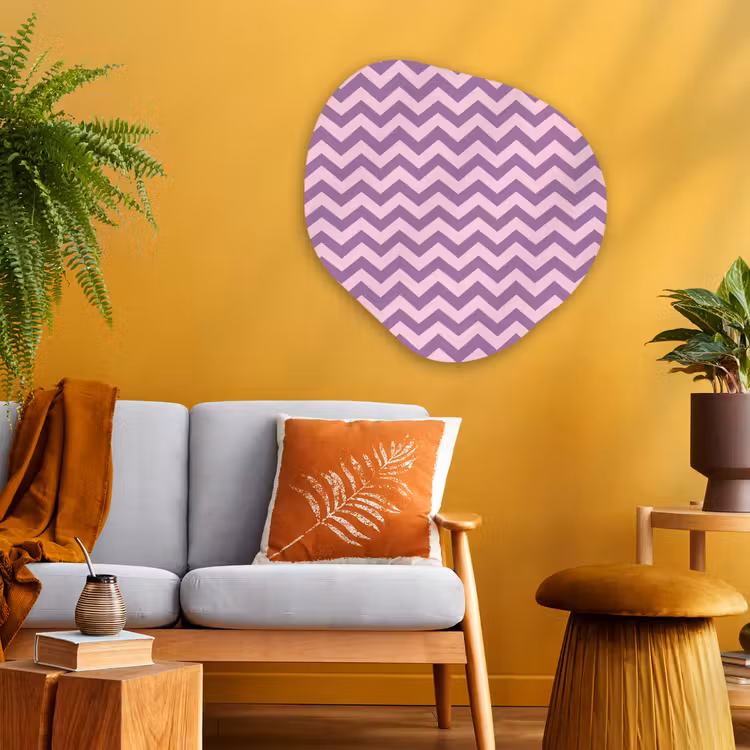 Alu-Dibond-Bild Organische Form - Lila – Rosa – Geometrisch – Chevron – Zickzack – Muster — 3