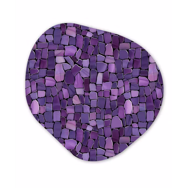 Glasbild Organische Form - Lila – Mosaik – Scherben – Stein – Muster — 1