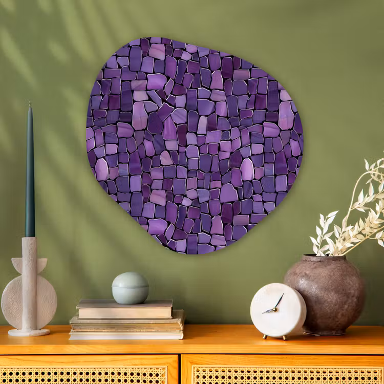 Glasbild Organische Form - Lila – Mosaik – Scherben – Stein – Muster — 2