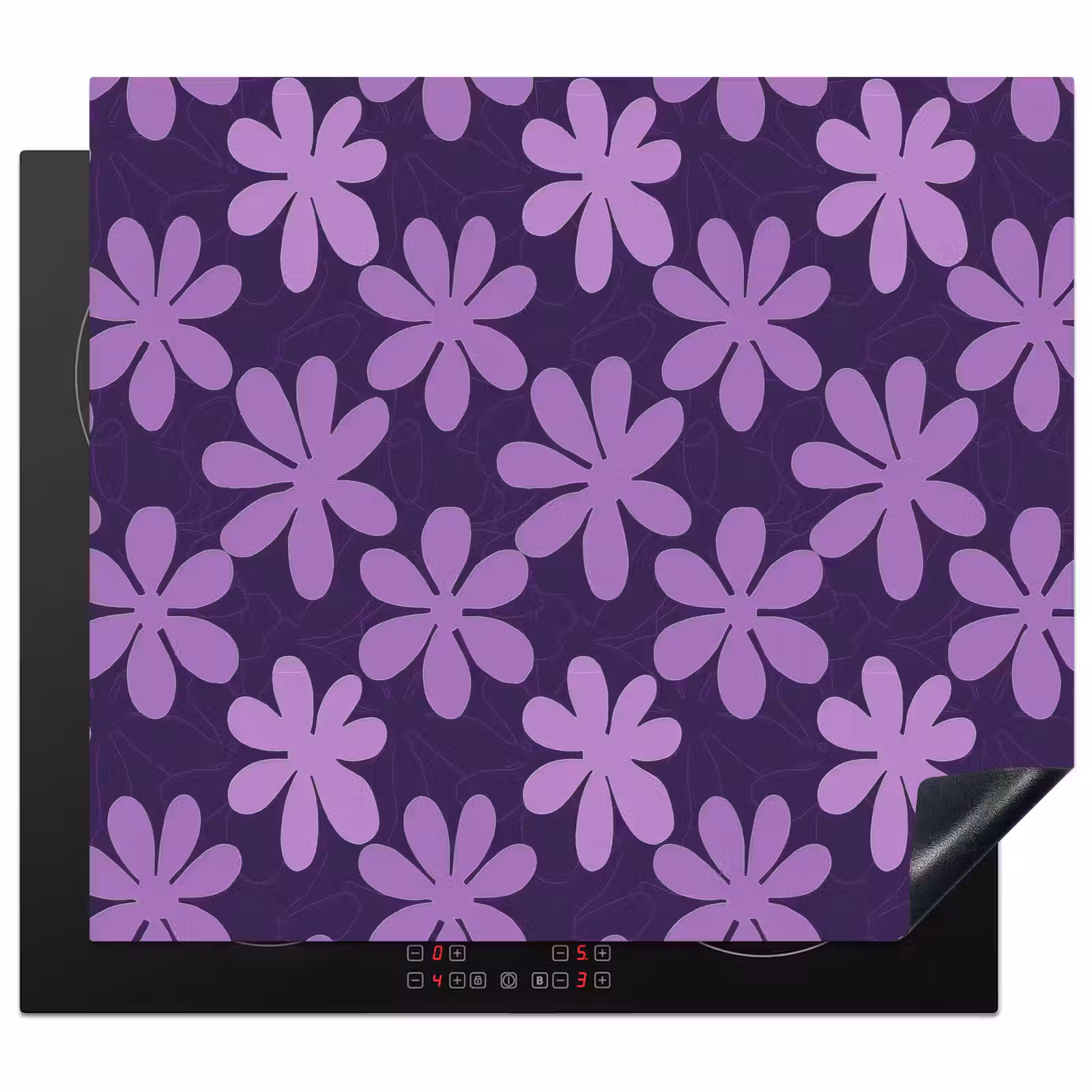 Herdabdeckplatte - Lila – Botanisch – Blumen – Retro – Muster — 1