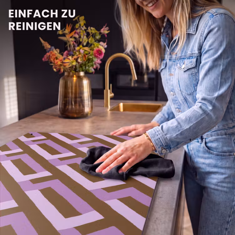 2-in-1 Herdabdeckplatte & Spritzschutz - Braun – Rosa – Geometrisch – Mäander – Muster — 5