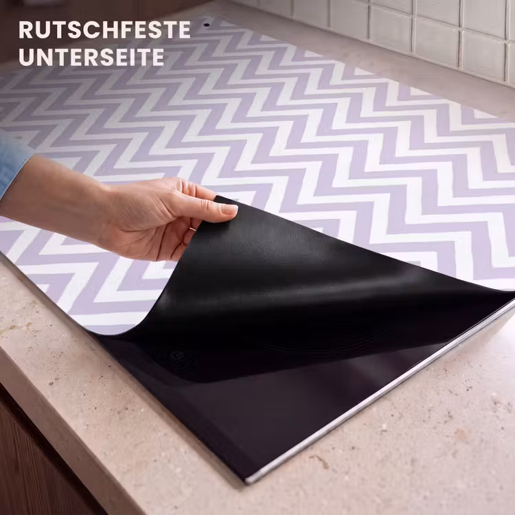 2-in-1 Herdabdeckplatte & Spritzschutz - Lila – Geometrisch – Chevron – Zickzack – Muster — 4