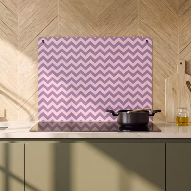 2-in-1 Herdabdeckplatte & Spritzschutz - Lila – Rosa – Geometrisch – Chevron – Zickzack – Muster — 3