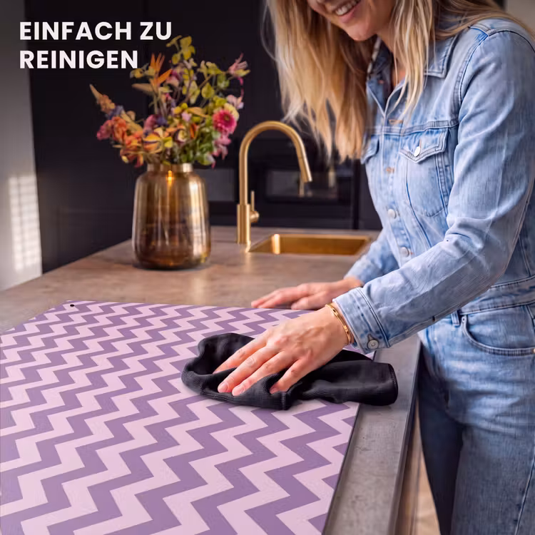 2-in-1 Herdabdeckplatte & Spritzschutz - Lila – Rosa – Geometrisch – Chevron – Zickzack – Muster — 5