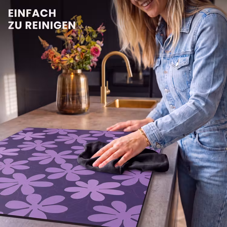 Herdabdeckplatte - Lila – Botanisch – Blumen – Retro – Muster — 6
