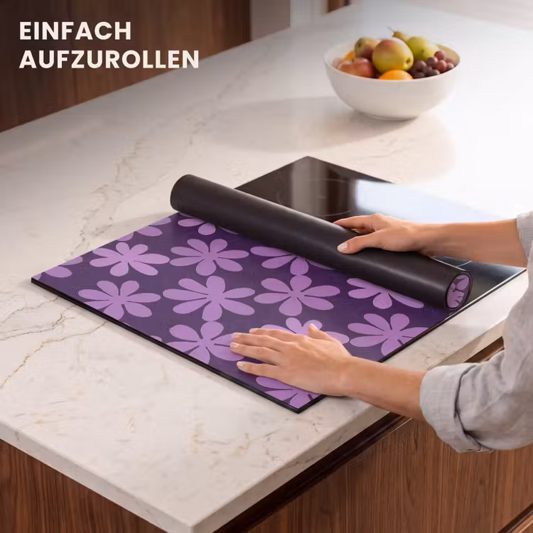 Herdabdeckplatte - Lila – Botanisch – Blumen – Retro – Muster — 7