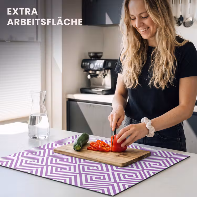 Herdabdeckplatte - Lila – Geometrisch – Rauten – Konzentrisch – Muster — 4
