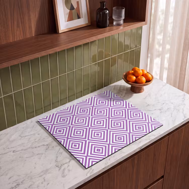 Herdabdeckplatte - Lila – Geometrisch – Rauten – Konzentrisch – Muster — 8