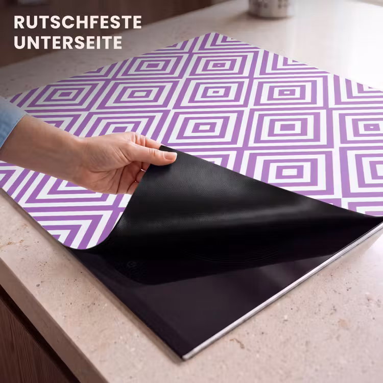 Herdabdeckplatte - Lila – Geometrisch – Rauten – Konzentrisch – Muster — 9