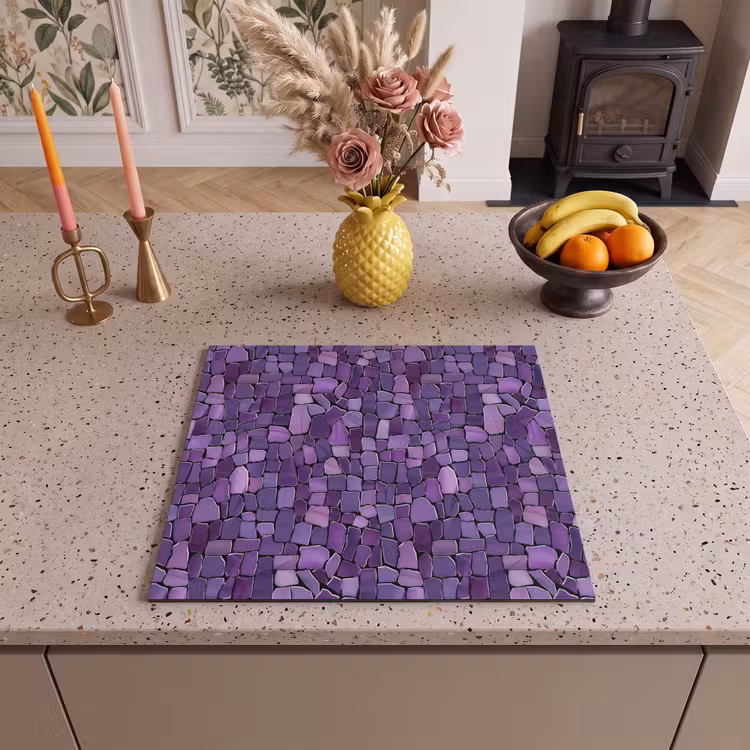 Herdabdeckplatte - Lila – Mosaik – Scherben – Stein – Muster — 2