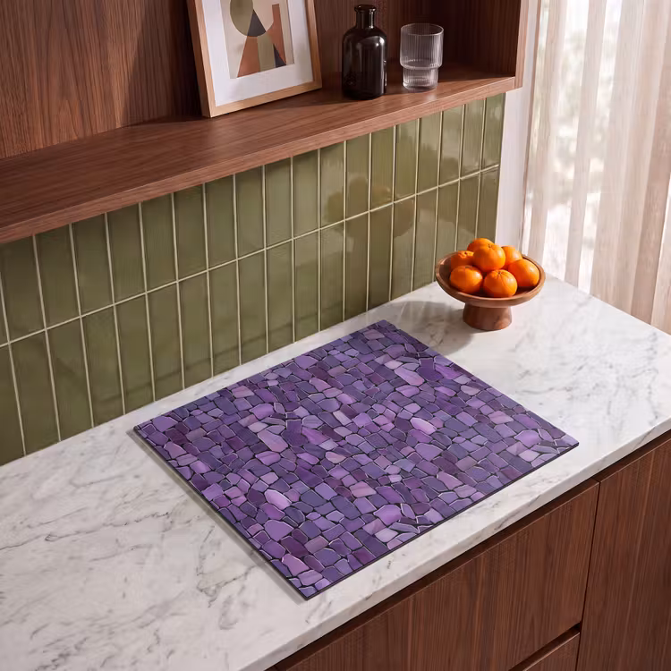 Herdabdeckplatte - Lila – Mosaik – Scherben – Stein – Muster — 8