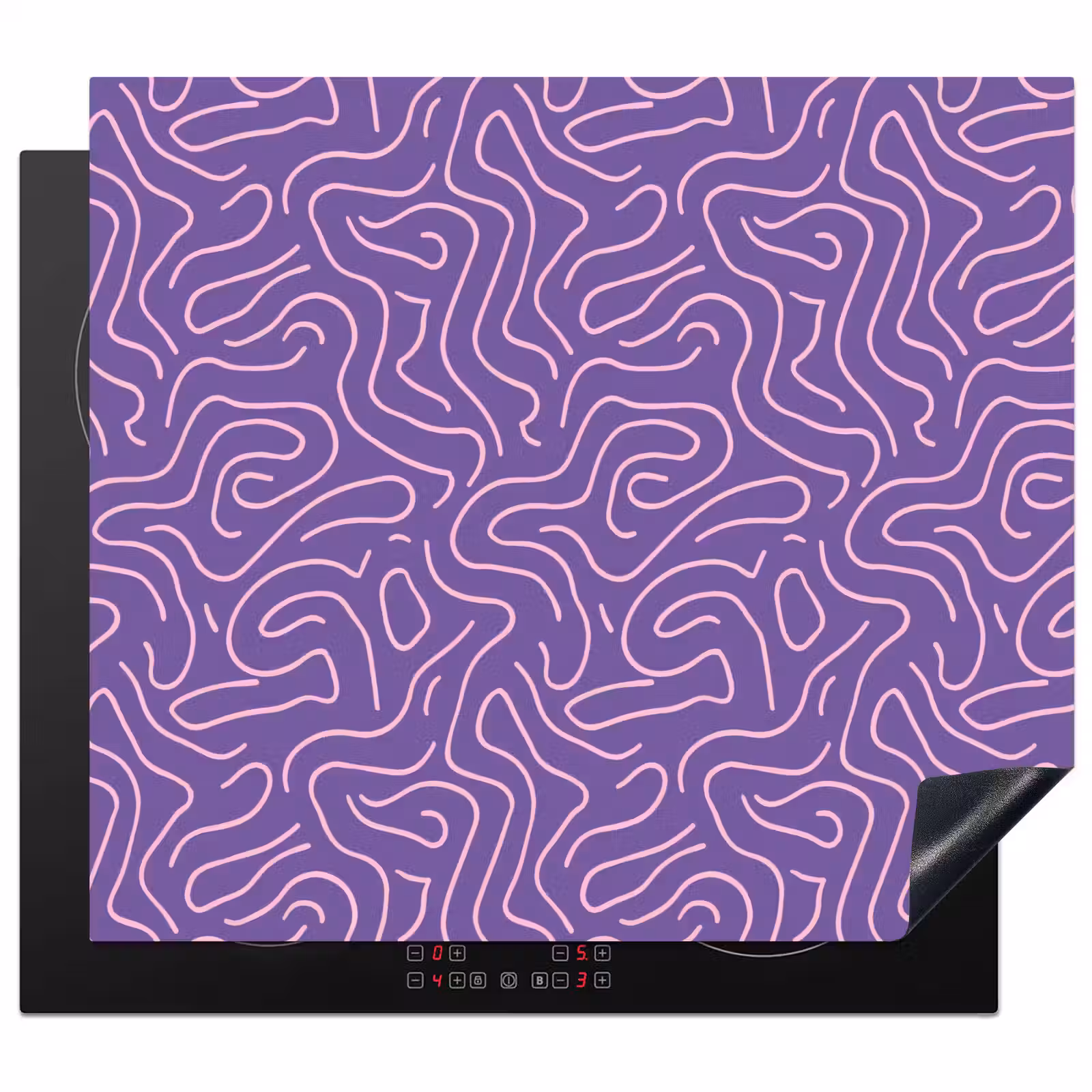 Herdabdeckplatte - Lila – Rosa – Abstrakt – Linien – Labyrinth – Muster — 1