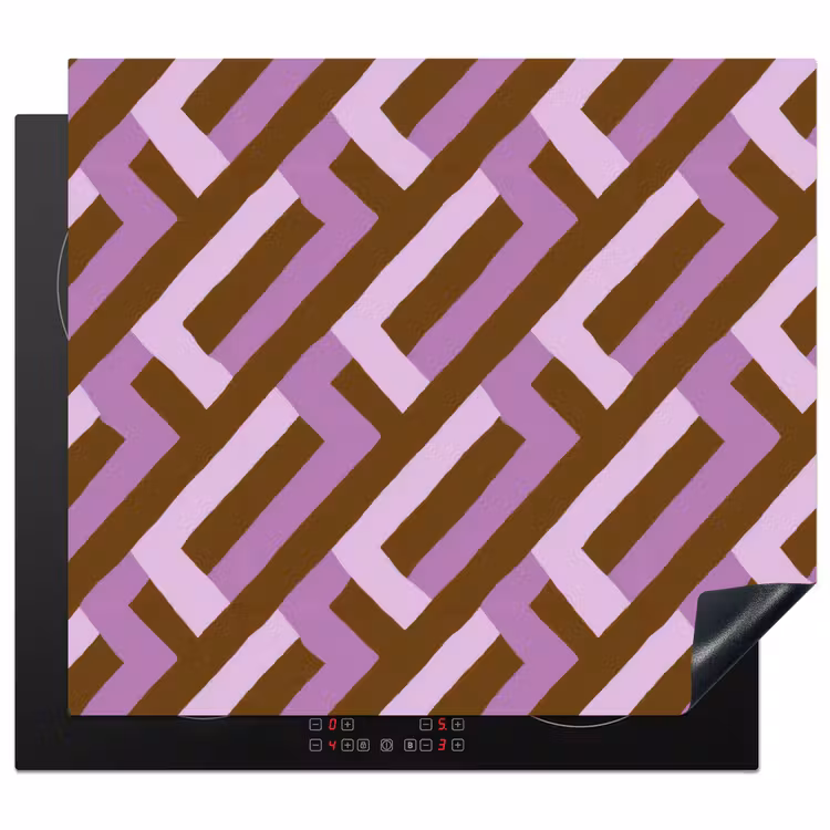 Herdabdeckplatte - Braun – Rosa – Geometrisch – Mäander – Muster — 1