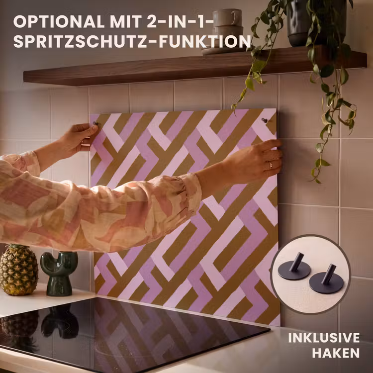 Herdabdeckplatte - Braun – Rosa – Geometrisch – Mäander – Muster — 10