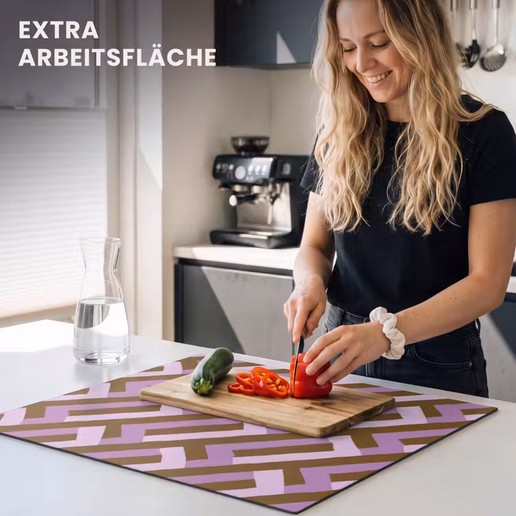 Herdabdeckplatte - Braun – Rosa – Geometrisch – Mäander – Muster — 4
