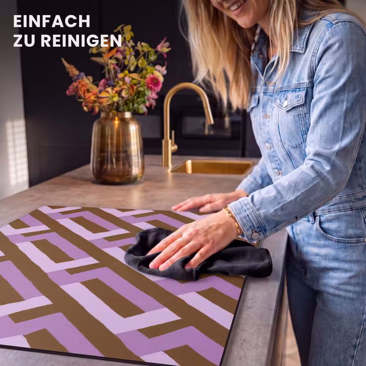 Herdabdeckplatte - Braun – Rosa – Geometrisch – Mäander – Muster — 6