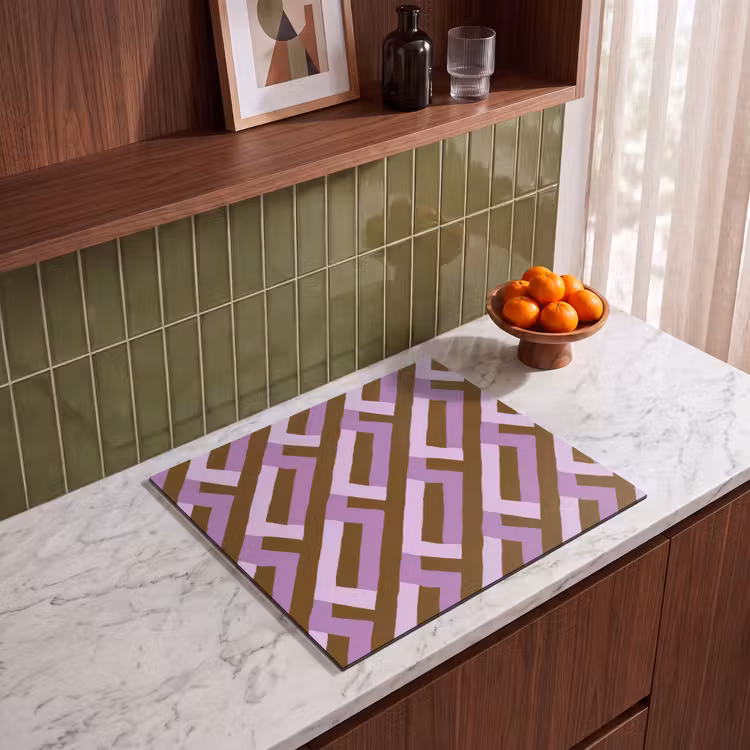 Herdabdeckplatte - Braun – Rosa – Geometrisch – Mäander – Muster — 8