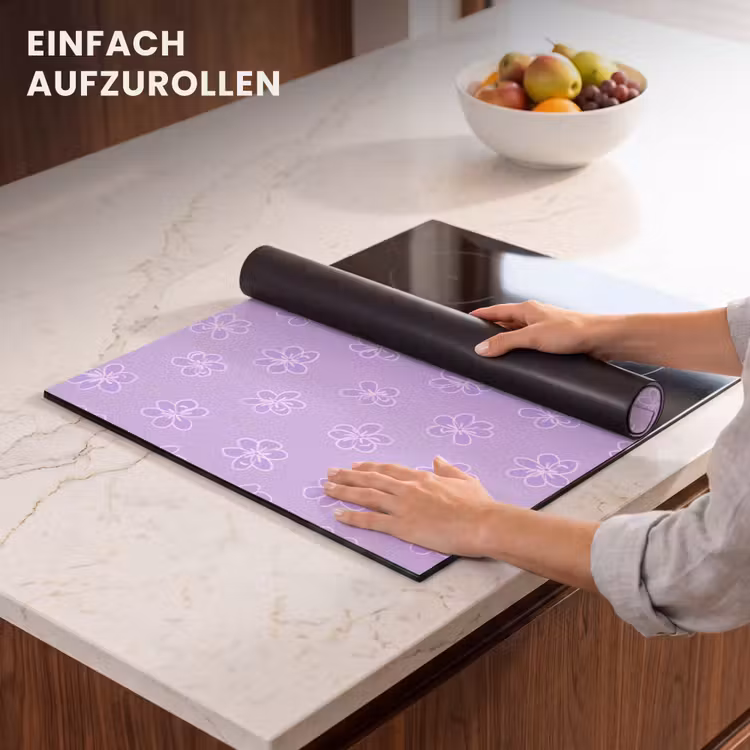 Herdabdeckplatte - Lila – Botanisch – Blumen – Handgezeichnet – Muster — 7