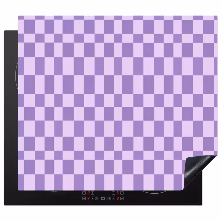 Herdabdeckplatte - Lila – Geometrisch – Schachbrettmuster – Blöcke – Muster — 1