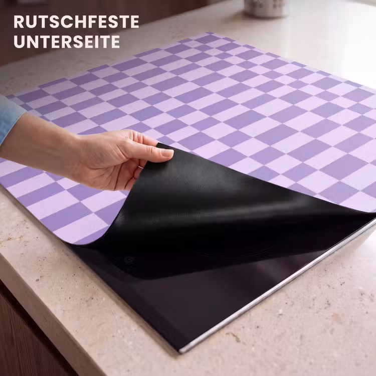 Herdabdeckplatte - Lila – Geometrisch – Schachbrettmuster – Blöcke – Muster — 9