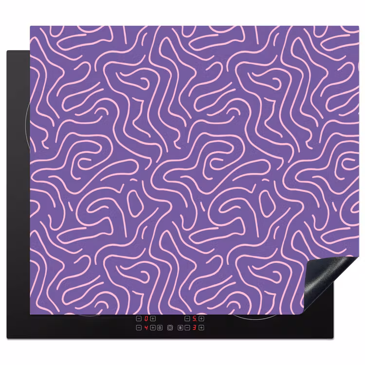 Herdabdeckplatte - Lila – Rosa – Abstrakt – Linien – Labyrinth – Muster — 1