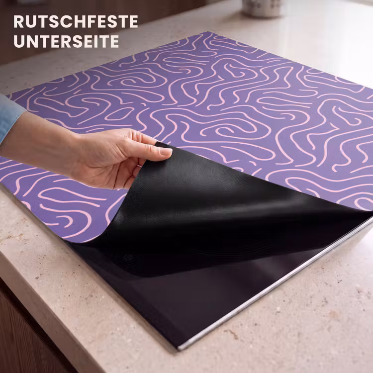 Herdabdeckplatte - Lila – Rosa – Abstrakt – Linien – Labyrinth – Muster — 9