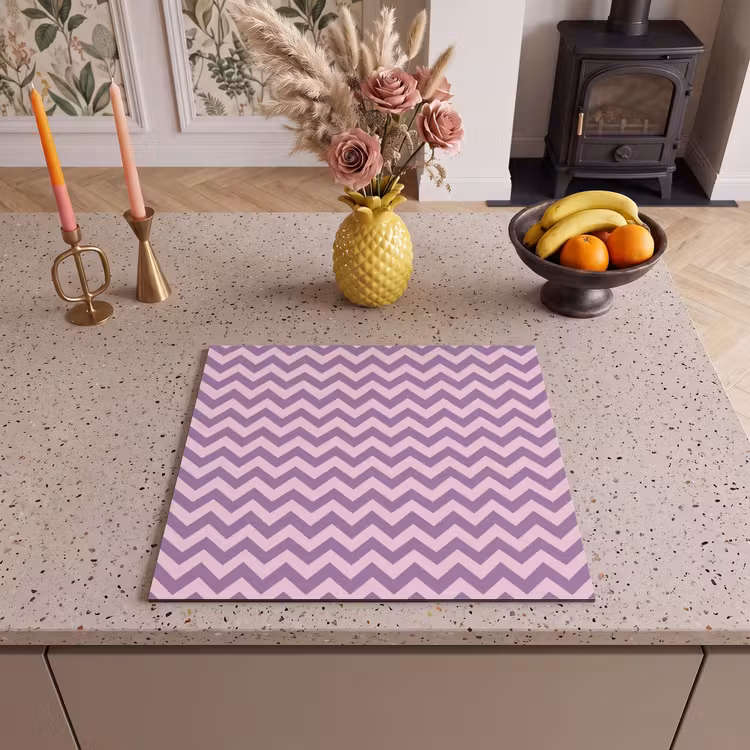Herdabdeckplatte - Lila – Rosa – Geometrisch – Chevron – Zickzack – Muster — 2