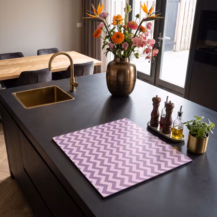 Herdabdeckplatte - Lila – Rosa – Geometrisch – Chevron – Zickzack – Muster — 5