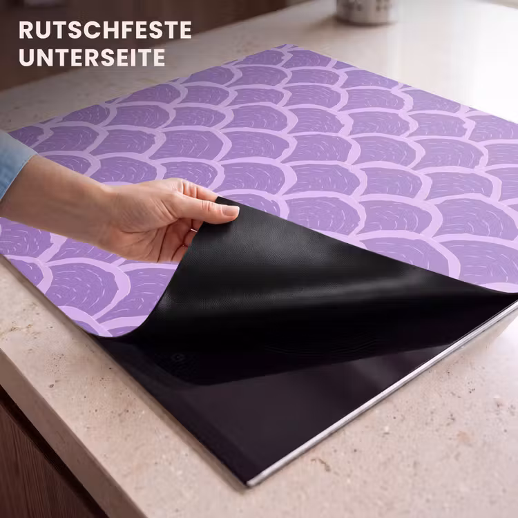 Herdabdeckplatte - Lila – Schuppen – Muscheln – Handgezeichnet – Muster — 9