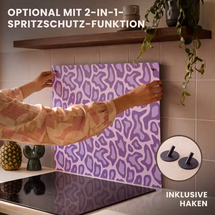 Herdabdeckplatte - Lila – Abstrakt – Leopard – Flecken – Groovy – Muster — 10